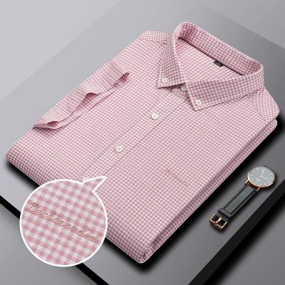 China New Business Mens Business Anti-Shrink Sleeve Shirt Soft Cotton Short Style Casual Single Shirt Men's Shirts for sale