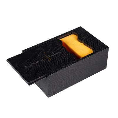 China 100% Solid Handmade Custom Black Wood Cordyceps Gift Packaging Wooden Box With Sliding Lid for sale