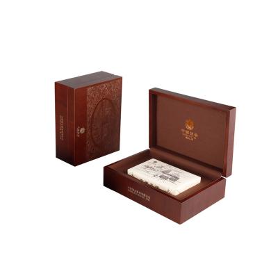 China Recyclable Luxury Custom Rubber Wooden Tea Box With High End LOGO Art for sale