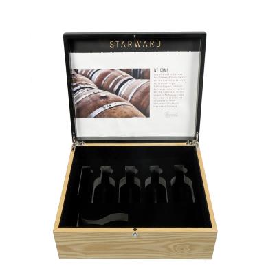 China China Factory Wholesale Recyclable Rectangle Black Luxury Wooden Wine Packaging Box for sale