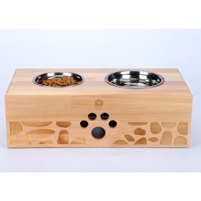 China Sustainable Custom Wholesale Pet Bowls And Feeders Pet Food Water Supplies Wooden Bowl for sale