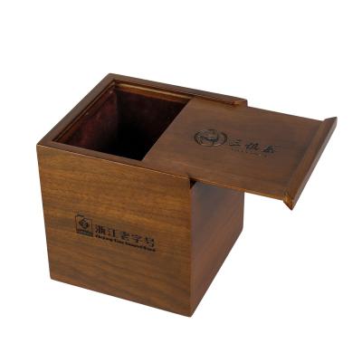 China Factory Handmade Wholesale Square Cover Jewelry Craft Natural Solid Wood Sliding Wooden Gift Box for sale