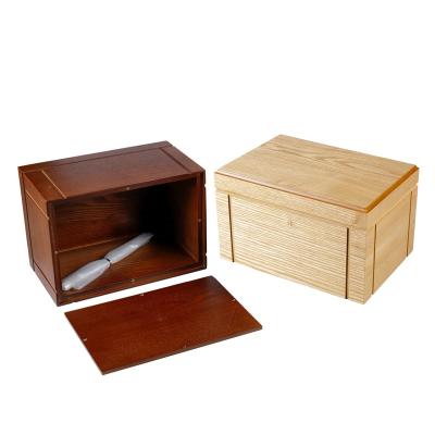 China Handmade Wholesale High Quality Modern Burial Supplies Rectangular Wooden Human Cremation Urns for sale