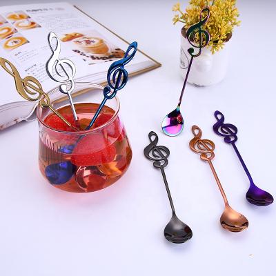 China Sustainable Creative Colored Musical Stirring Tea Coffee Shape Mini 18/8 Stainless Steel Spoons for sale