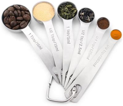 China Sustainable set of 6 stainless steel measuring cups for the kitchen measuring dry and liquid ingredients for sale