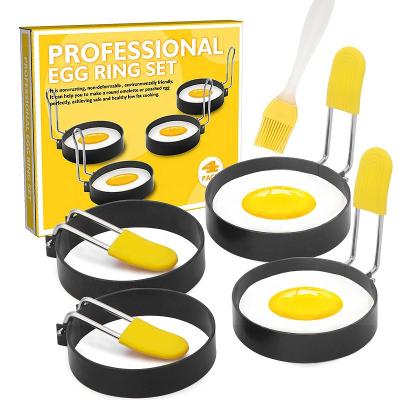 China Amazon Viable Hot Selling 4 PCS Non-Stick Round Professional Egg Cooking Rings Pancake Mold Fried Egg Omelet Mold for sale