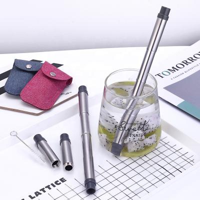 China Sustainable Food Grade Stainless Steel Metal Eco - Friendly Reusable Telescopic Drinking Straw Custom Made for sale