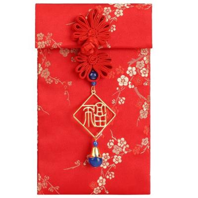 China Wholesale Recyclable Chinese New Year Vintage Style Brocade Red Envelope Wedding Silk Invitations Packages Gift Bag Purse for sale