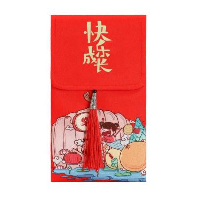 China Vintage Recyclable Wholesale Style Brocade Silk Purse Bag Gift Packages Wedding Invitations Chinese New Year Red Envelope for sale