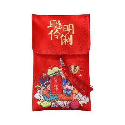 China Wholesale Recyclable Chinese New Year Vintage Style Brocade Red Envelope Wedding Silk Invitations Packages Gift Bag Purse for sale