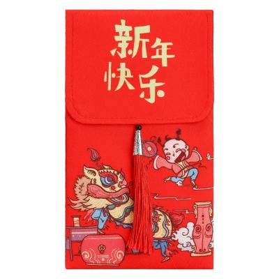 China Vintage Recyclable Wholesale Style Brocade Silk Purse Bag Gift Packages Wedding Invitations Chinese New Year Red Envelope for sale