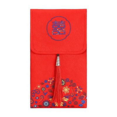 China Wholesale Custom Recyclable Chinese Cloth Double Happiness Gift Double Happiness Vintage Chinese New Year Red Envelope Wedding for sale