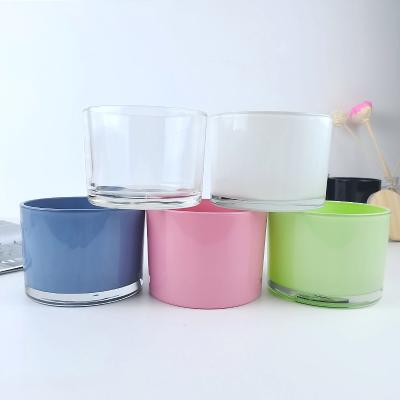 China Decoration Wholesale Customized Empty Black White Glass Frosted 3 Wick Candle Jar Holders With Lid For Scented Soy Wax Candle Making for sale