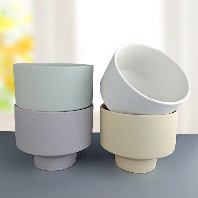 China Home Wholesale Custom Made Porcelain Bowl Nordic Sublimation Decoration Candle Jar Holder Vessels Container Ceramic Mug With Lid For Candle Making for sale