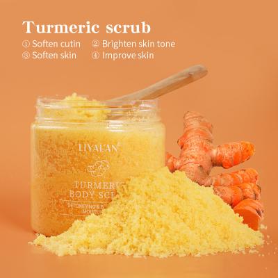 China Exfoliator Private Label Exfoliating Turmeric Sugar Scrub Face Skin Whitening Vegan Turmeric Natural Organic Body Scrub For Spa for sale