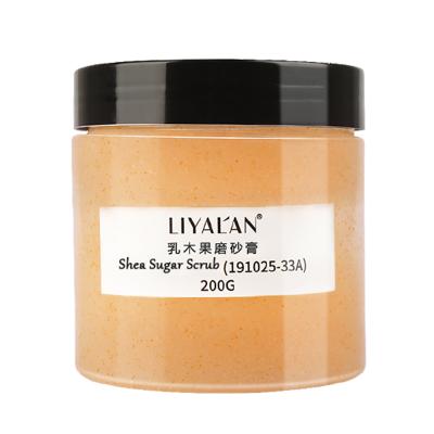 China Exfoliator Private Label Natural Organic Vegan Exfoliating Nourish Whitening Shea Butter Sugar Body Scrub for sale