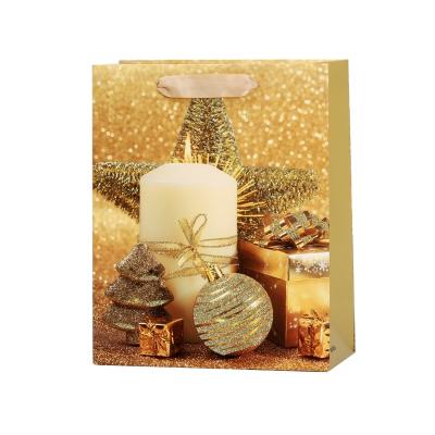 China Recyclable Ready to Ship Decorative Glitter Candle Ball Printed Paper Christmas Bags for gifts for sale