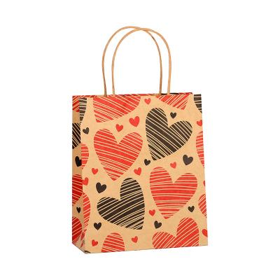 China Recyclable Stock Christmas kraft paper craft shipping bag for gift package valentine's Thanksgiving Day for sale