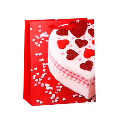 China Recyclable Ready to Ship Red Heart Print Wedding Favour Candy Gift Bags for Guest Bridal Valentine's Day for sale