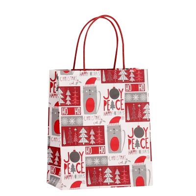 China Recyclable RTS Christmas Kraft Gift Bag Cute Fashion Paper Bag for Christmas Themed Wedding Parties Birthday Bridal Shower for sale