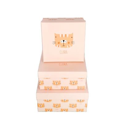 China Recycled Materials Tigerkin Kids Birthday Cartoon Gift Paper Box Packaging with Lid Pre-assembled for Party supplies for sale