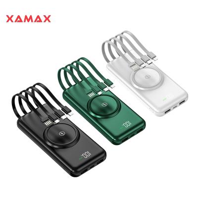 China Highsest quality fast powerbank 20000mah flexible power banks 10000ma support Shenzhen XAMAX power bank portable charger handy with cord for sale