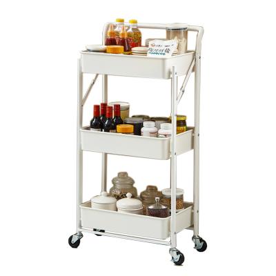 China KOREAN Multi Function Storage Mobile Rolling Serving Cart with Lockable Baskets Wheels for Home Kitchen for sale