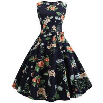 China Custom Made Ladies High Quality Elegant Strapless Dresses Retro Anti-wrinkle Summer Waist And Floral Print Slim Dress for sale