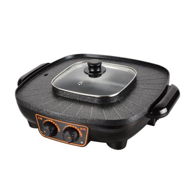 China Multi-Function Electric Frying Pan Roast Pan Rinse Roast Rinse Electric Cooker RV BBQ Grill Grill With Hot Pot for sale