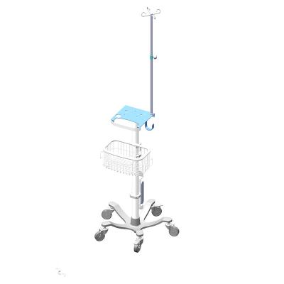 China China Medical Hospital Trolley IV Pole Aluminum Fordable Chinese Patient Rack Patient Computer Trolley for sale