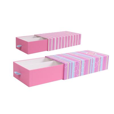 China Mini Recyclable Handmade Matchbox Style Packaging Drawer Box With Handle Paper Drawer Perfume Gift Box Pink Packaging Box for sale