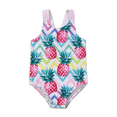 China Popular rts 2021 pineapple children's clothing romper polyester/cotton/chiffon printing kids pink red swimwear new for sale