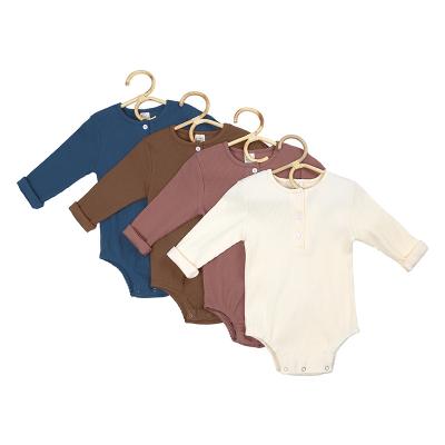 China Polyester/Cotton RTS Summer Infants Toddlers Clothes Solid Color Romper Baby Toddler Long Sleeve Overalls for sale