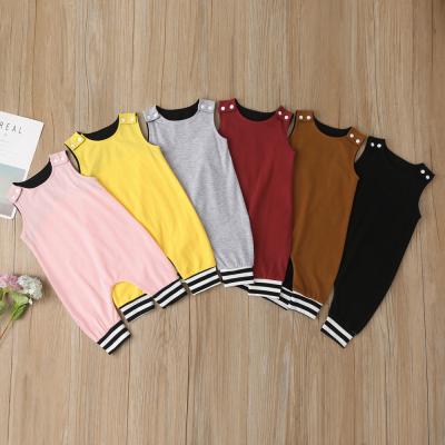 China Wholesale 2020 Summer Toddler Kids Solid Color Baby Newborn Sleeveless Infant Simple Romper Polyester/Cotton for sale