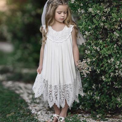 China 2019 new breathable summer inshot sale models girls dress baby lovely white hollow children lace up fairy dress for sale