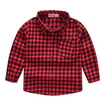 China 2019 New Design Hot Viable Spring And Autumn New Design Girls Casual Cotton Tops Tops Kids Boys Plaid Shirt for sale