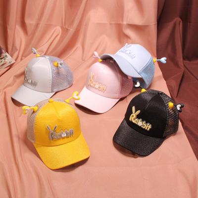 China Children's image children's cute sun hat spring and summer mesh love rabbit ear baby Korean fashion cartoons for sale