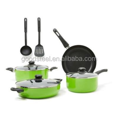 China Durable Durable Superior Nonstick Stock Performance Aluminum Cookware Set With 9pcs Kitchen Tools for sale