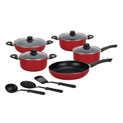 China New Amal Sustainable Ready Goods Handover Fast Deliver Cookware Set Non-Stick Pressed Aluminum Unique Cookware 12 Pieces for sale