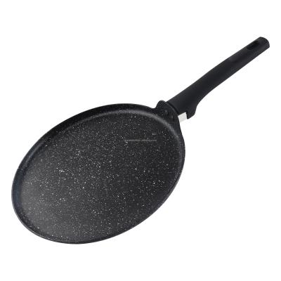 China Durable Black Aluminum Pancake Pan Stick Chapati Non Marble Coating Pan 28cm for sale