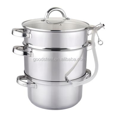 China 6L Stainless Steel Fruit Juice Steamer Cooking Viable Squeezer Pot With Bottom 20CM Induction Juice Maker for sale