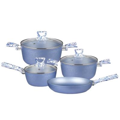 China Sustainable modern MICAREX non stick aluminum cookware set with Chinoiserie handles and knobs for sale