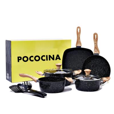 China Non-Stick/Non-Stick Viable/Non Stick Cooking Pot and Pan 15 PCS Home Kitchen Non Stick Cookware Set with Casserole Pans Utensils for sale