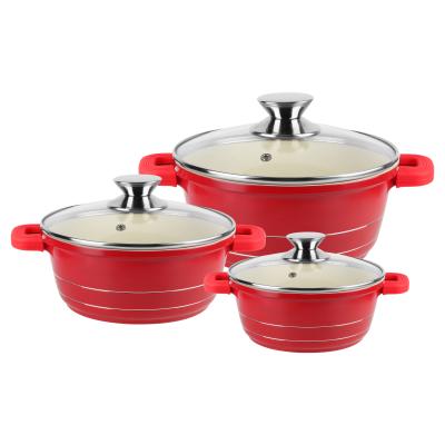 China Viable Die Molded Nonstick Cookware Set Kitchen Cookware Pot Food Casserole for sale