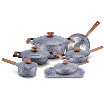 China Durable Ultra Non-Stick Granite Pot Pots and Pans Set with Stone-Derived Coating Suitable for All Stove for sale