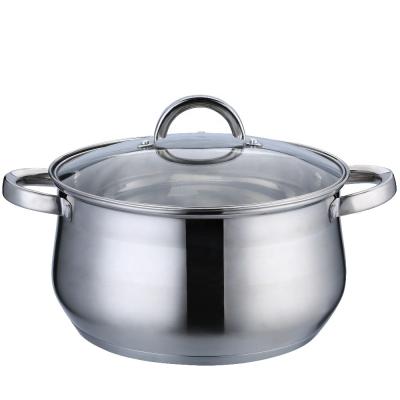 China Sustainable Kitchen Pot Pentole Cookware Stainless Steel Mirror Polished Dish Casserole Cooking Pot for sale