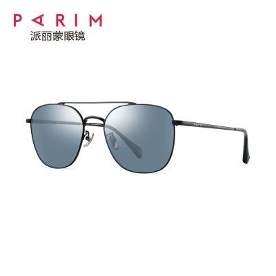 China Unisex Metal Frame Polarized Sunglasses Square Grey Blue TAC Lens Silver for sale