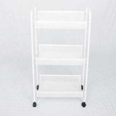 China High Quality Storage Trolley White Metal Kitchen Bathroom Storage Shelving Carts for sale