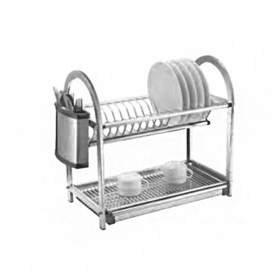 China Sustainable 2 Layer Household Stainless Steel Dish Rack Kitchen Storage Racks for sale