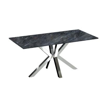 China Eco - Friendly Modern Black Marble Metal Dining Table for sale